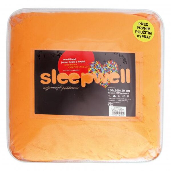 Sleep-well Prostěradlo mikroflanel Sleep-well ® - 180x200cm - oranžová