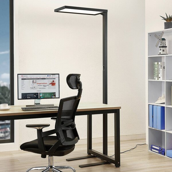 Arcchio LED stojací lampa do kanceláře Nelus, černá, se senzorem, stmívatelné, stmívatelný, Černá, Pracovna / kancelář, kov, Moderní