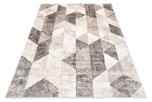 Makro Abra Kusový koberec PETRA 3019 1 244 Geometrický Moderní šedý béžový hnědý Rozměr: 80x150 cm