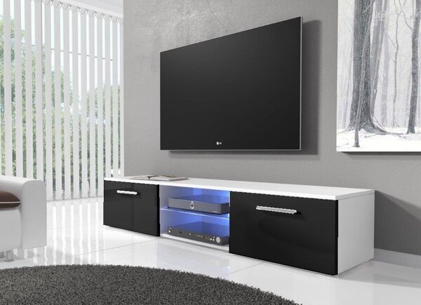 Cassaredo TV stolek RTV 03 s LED bílá/černý lesk
