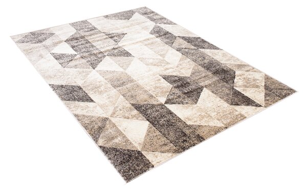 Makro Abra Kusový koberec PETRA 3019 1 244 Geometrický Moderní šedý béžový hnědý Rozměr: 80x150 cm