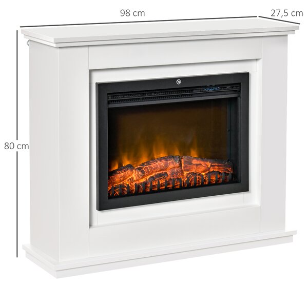 Elektrický krb s 3D LED plameny a dálkovým ovladačem, bílý 820-195V90