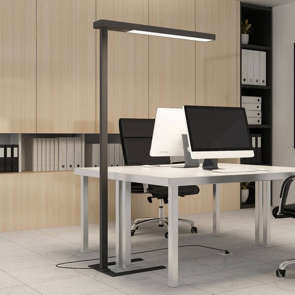 Arcchio LED kancelářská stojací lampa Susi, černá, senzor, dotykový stmívač, stmívatelný, Černá, Pracovna / kancelář, Hliník, Moderní