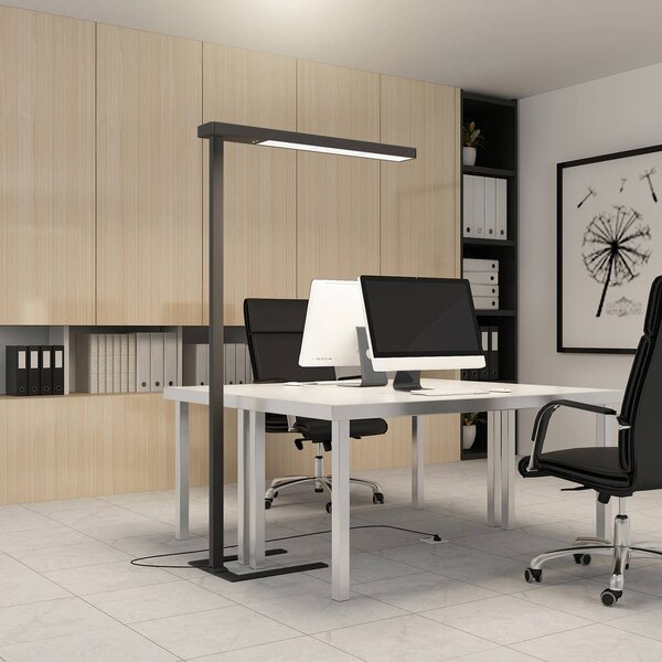 Arcchio LED kancelářská stojací lampa Susi, černá, senzor, dotykový stmívač, stmívatelný, Černá, Pracovna / kancelář, Hliník, Moderní