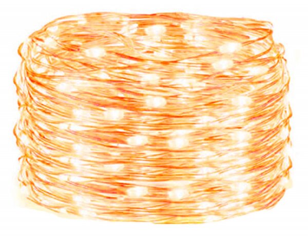 LED řetěz Nano - 48m, 480LED, 8 funkcí, ovladač, IP44, teplá bílá