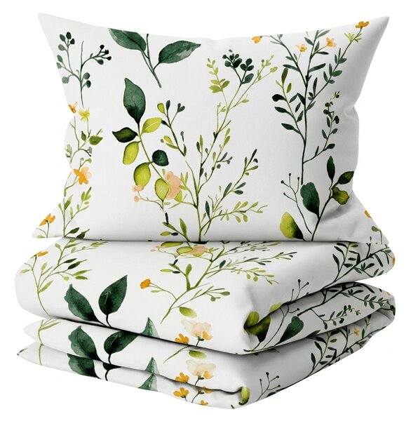 Sada povlečení z mikrovlákna FLORAMA bílé + povlak na polštář 45 x 45 cm ZDARMA