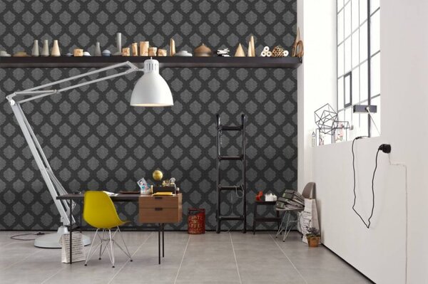 A.S. Création | Vliesová tapeta na zeď Alpha 32480-4 | 0,53 x 10,05 m | metalická, černá