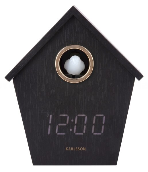 Stolní kukačkový digitální budík 6124BK Karlsson 15cm