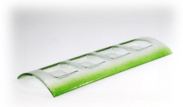 BDK-GLASS Skleněný svícen TUNNEL na 4 svíčky zelený