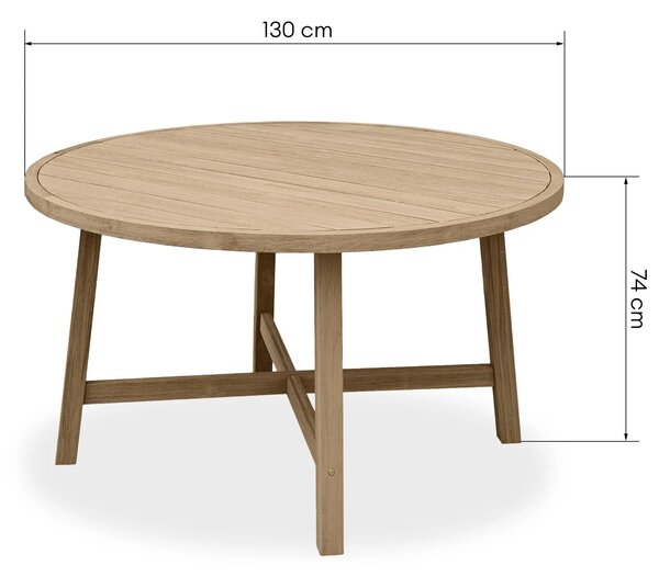Hector Kulatý zahradní stůl Castello 130 cm z masivu akáciové dřevo/teak