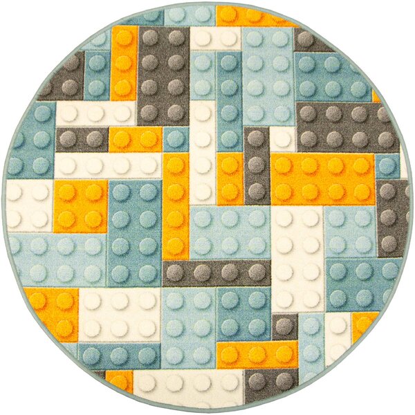 Associated Weavers Kulatý dětský koberec Kostky Lego vícebarevný Rozměr: průměr 100 cm