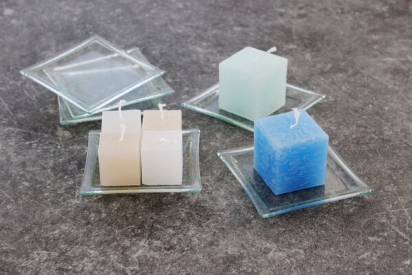 BDK-GLASS Sada 6ks skleněných podtácků pod svíčky