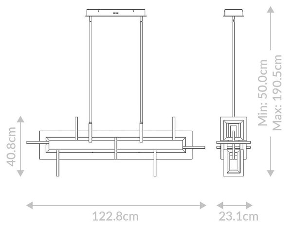 ZÁVĚSNÉ LED SVÍTIDLO, 86 W, 50/122,8/23,1 cm Elstead Lighting - Online Only svítidla, Online Only