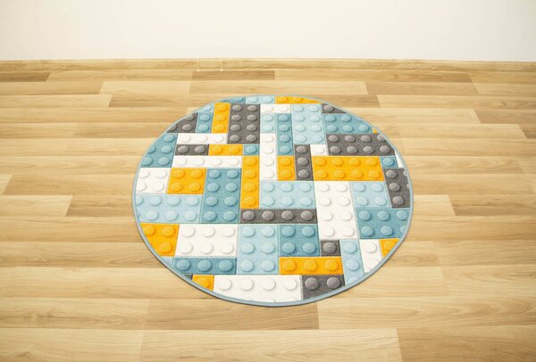 Kobercový ráj Kulatý dětský koberec Kostky Lego vícebarevný Rozměr: průměr 100 cm