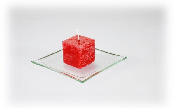 BDK-GLASS 1ks Svíčka kostka 4cm - červená