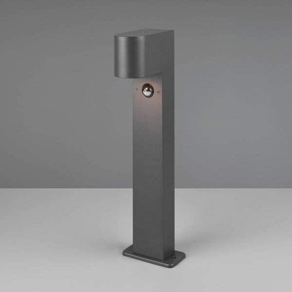 Trio Lighting Soklové světlo Roya, senzor pohybu, antracit, stmívatelný, Černá, Hliník, Moderní