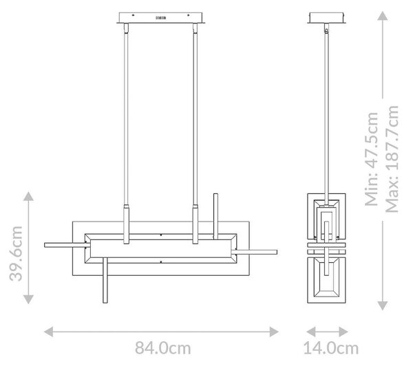 ZÁVĚSNÉ LED SVÍTIDLO, 46 W, 84/47,5/14 cm Elstead Lighting - Online Only svítidla, Online Only