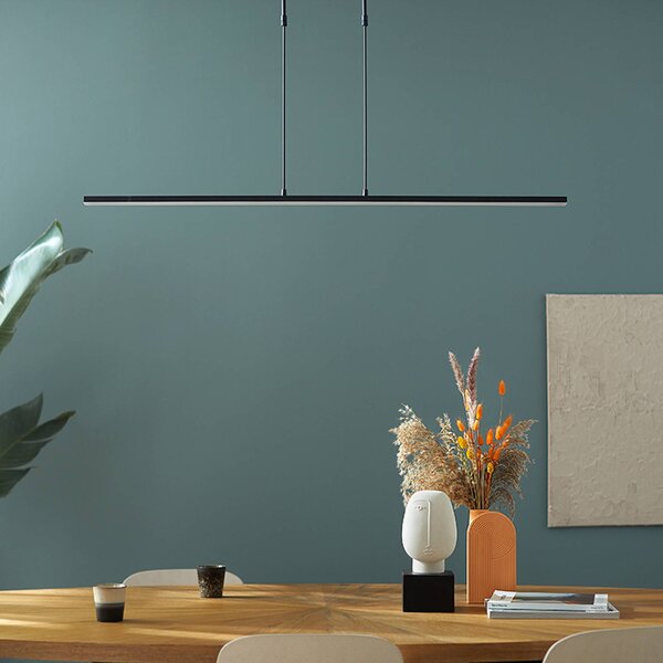 Steinhauer Závěsné svítidlo LED Zelena, černá barva, délka 122 cm, kov,, stmívatelný, Černá, Obývací pokoj / jídelna, kov, Moderní