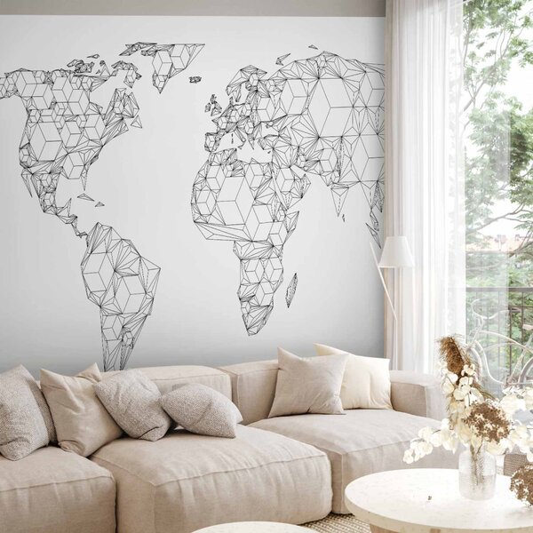 Fototapeta Map of the World - white solids