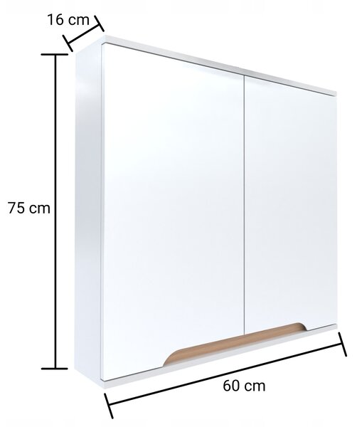 Skříňka se zrcadlem bílá 60x16x75 bílá/dub Omeble