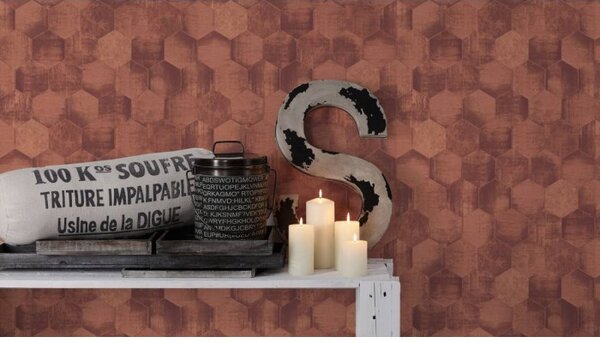 A.S. Création | Vliesová tapeta na zeď Materials 36330-5 | 0,53 x 10,05 m | hnědá, metalická, měděná