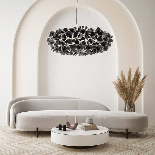 Slamp Závěsné světlo Clizia MAMA NON MAMA, Ø 78 cm, černé, stmívatelný, Černá, Obývací pokoj / jídelna, Plast, Design