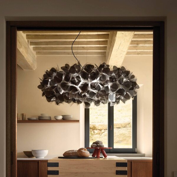 Slamp Závěsné světlo Clizia MAMA NON MAMA, Ø 78 cm, černé, stmívatelný, Černá, Obývací pokoj / jídelna, Plast, Design