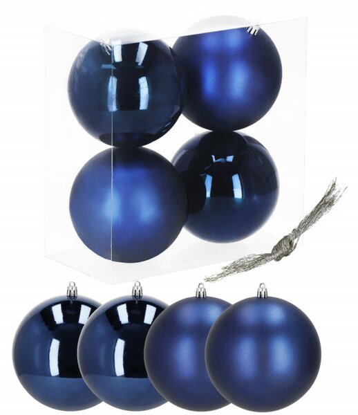 Vánoční baňky XL modré mix - 12cm, sada 4ks