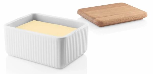 Eva Solo Legio Nova dóza na máslo s dubovým víkem | designová porcelánová máslenka