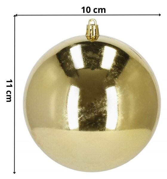 Vánoční baňky zlaté koule mix - 10cm, sada 6ks