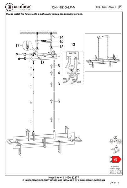 ZÁVĚSNÉ LED SVÍTIDLO, 86 W, 122,8/50/23,1 cm Elstead Lighting - Online Only svítidla, Online Only