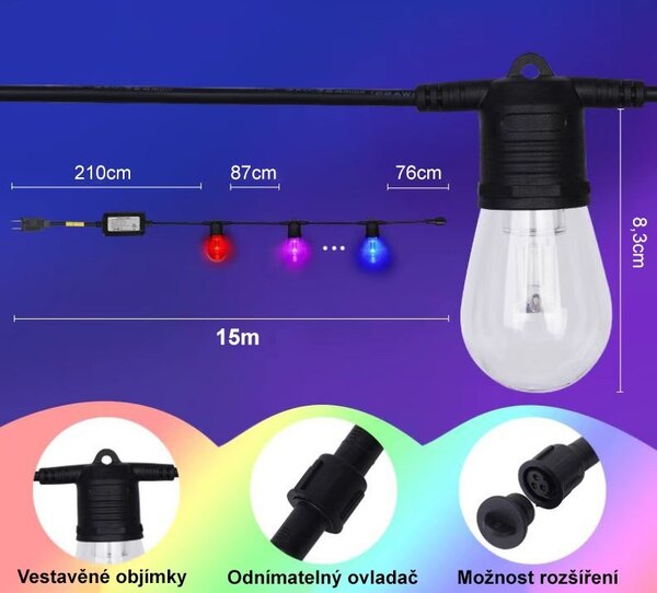 Immax 07900L LED LITE GIRLANDA | 15W integrovaný LED zdroj | 1200 lm