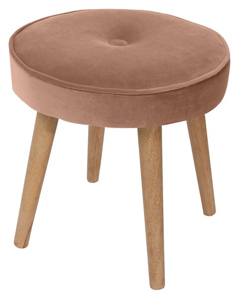 KONDELA Taburet, růžová Velvet látka / hnědá, SAIDA