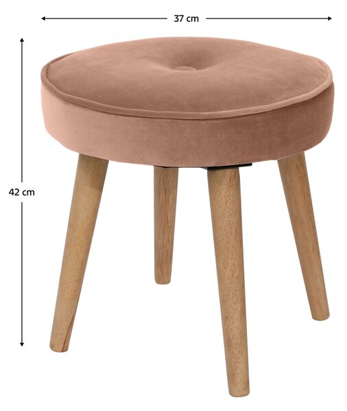 KONDELA Taburet, růžová Velvet látka / hnědá, SAIDA