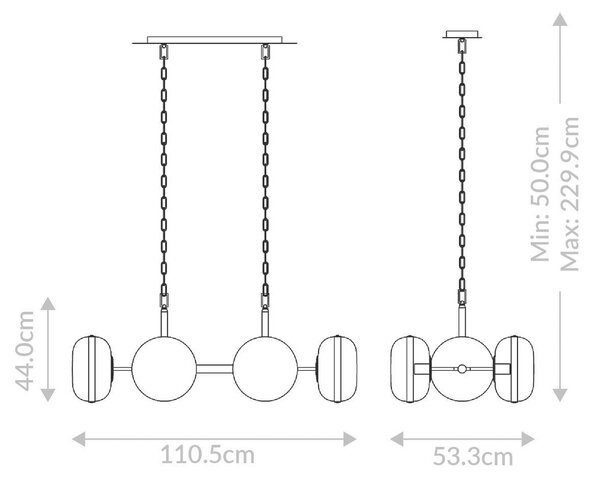 STROPNÍ ZÁVĚSNÉ SVÍTIDLO, 44/110,5/53,3 cm Elstead Lighting - Online Only svítidla, Online Only