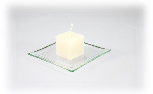 BDK-GLASS 1ks Svíčka kostka 4cm - béžová