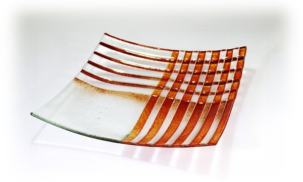 BDK-GLASS Skleněná dekorativní mísa 30x30cm - oranžová