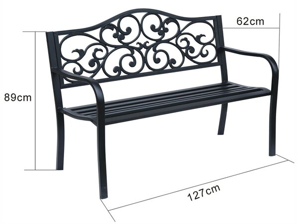 Zahradní lavice IRGA ČERNÁ 127x89x62cm