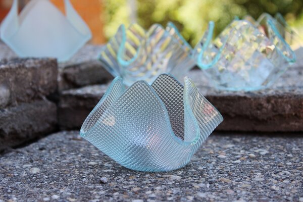 BDK-GLASS Skleněný svícen KVĚT - ornamentální sklo Krizet