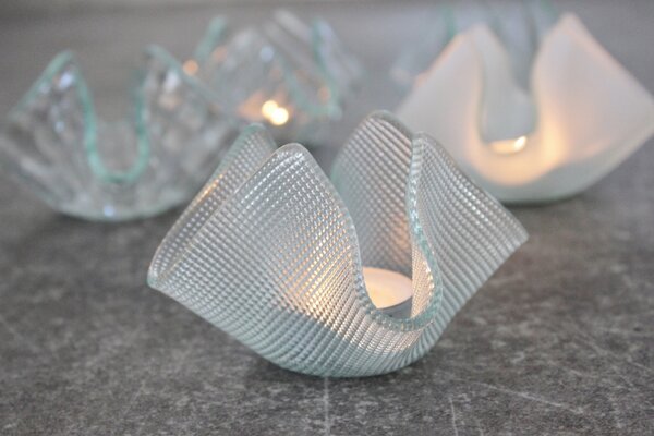 BDK-GLASS Skleněný svícen KVĚT - ornamentální sklo Krizet