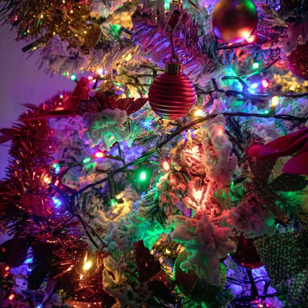 LED světelný řetěz - 27,5m, 500LED, 8 funkcí, paměť, IP44, multicolor