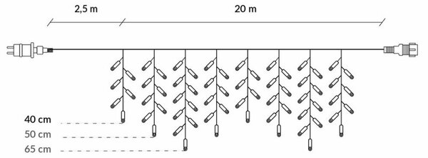 LED krápníky - 22,5m, 500LED, 8 funkcí, ovladač, časovač, IP44, duální bílá