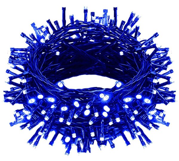 LED světelný řetěz - 27,5m, 500LED, 8 funkcí, paměť, IP44, modrá
