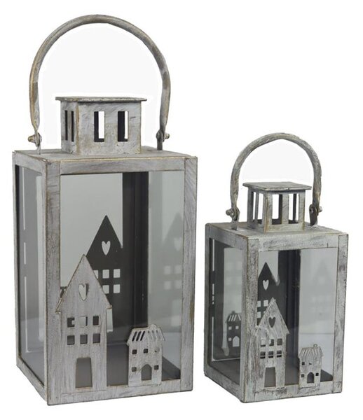 Sada 2 ks lucerna kovová K3675 / S2 - výška 25,5 cm a 19,5 cm