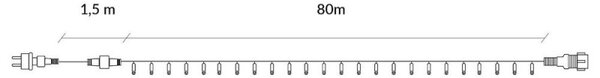 LED světelný řetěz - 81,5m, 1000LED, IP44, multicolor + záblesky