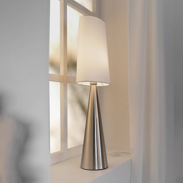Markslöjd Stolní lampa Conus se stínidlem v bílé barvě, nikl, Chrom / stříbro, Obývací pokoj / jídelna, kov, Moderní