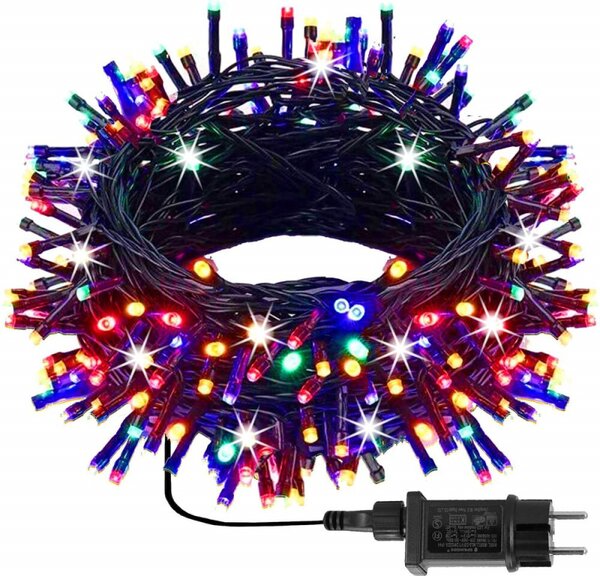 LED světelný řetěz - 27,5m, 500LED, IP44, multicolor + záblesky