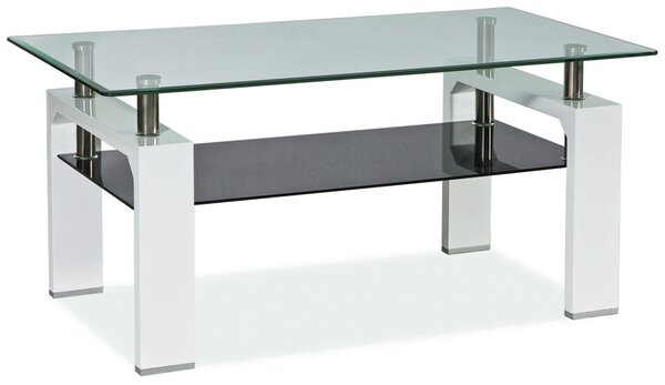 Konferenční stolek LISA II sklo čiré a tmavé, bílý lak