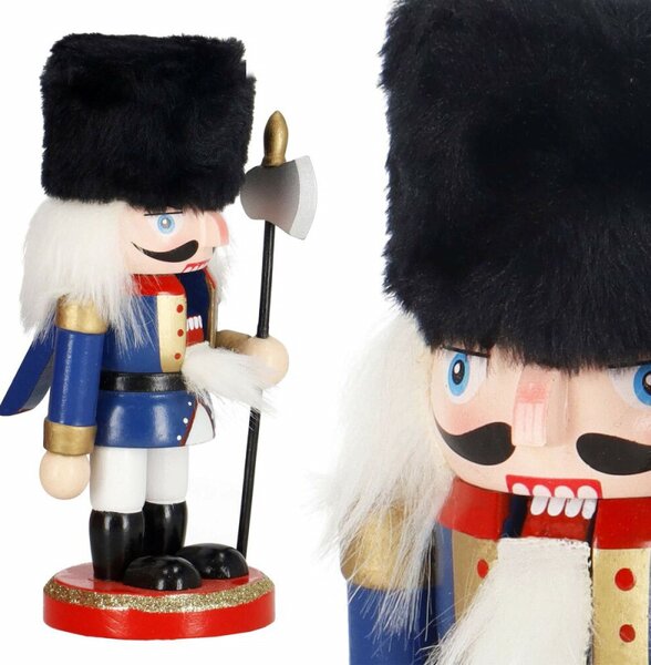 Louskáček - Voják s halapartnou 16cm modrý, vánoční dekorace