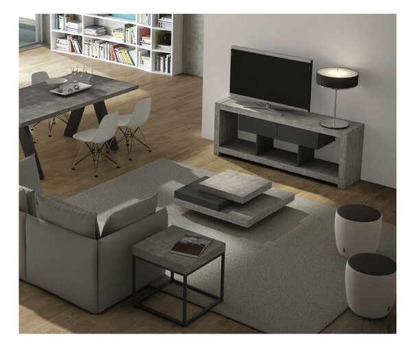 Černo-šedý konferenční stolek v dekoru kamene 90x90 cm Slate - TemaHome